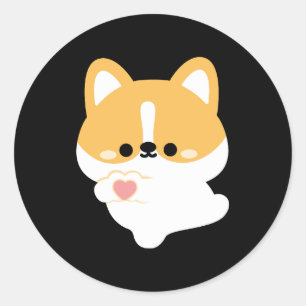 Liebe Corgi Runder Aufkleber