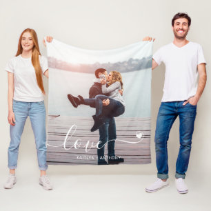 LIEBE Couple Foto Handschriftlich Personalisiert Fleecedecke