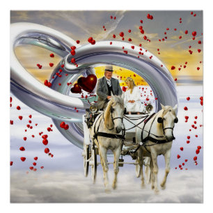 Liebe Couple Heart Coach Foto Glossy Poster