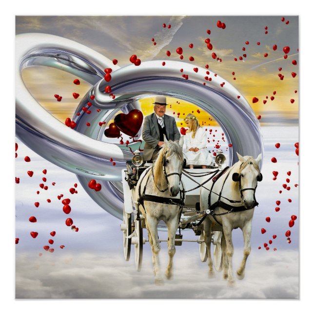 Liebe Couple Heart Coach Foto Glossy Poster (Vorderseite)