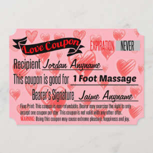 Liebe Coupon für Fußmassage Einladung
