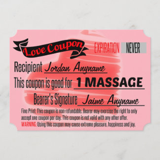 Liebe Coupon für MASSAGE Einladung