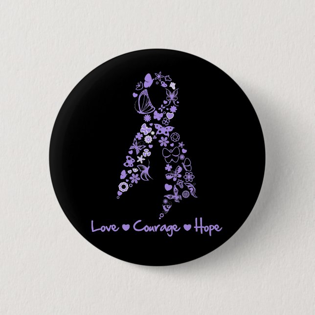 Liebe Courage Hope Butterfly - Allgemeiner Krebs Button (Vorderseite)