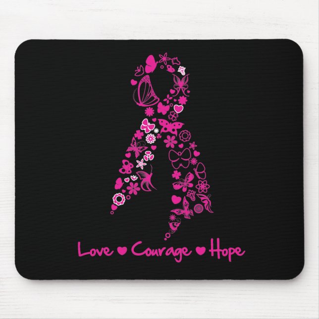 Liebe Courage Hope Butterfly - Brustkrebs Mousepad (Vorne)