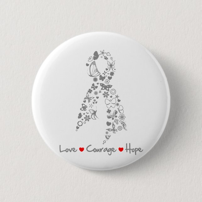Liebe Courage Hope Butterfly - Hirnkrebs Button (Vorderseite)