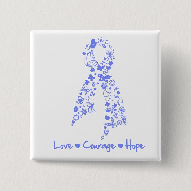 Liebe Courage Hope Butterfly - Ösophaguskrebs Button (Vorderseite)