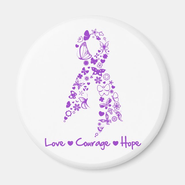 Liebe Courage Hope Butterfly - Pankreaskrebs Magnet (Vorne)