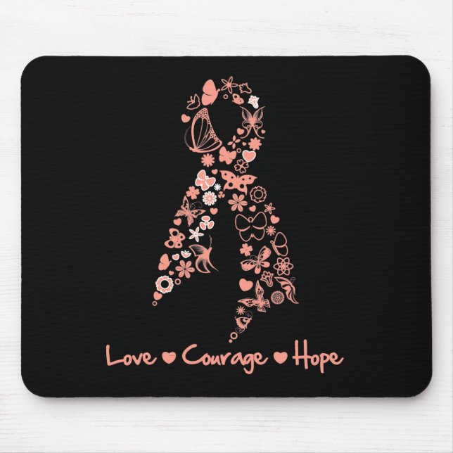 Liebe Courage Hope Butterfly - Uteruskrebs Mousepad (Vorne)