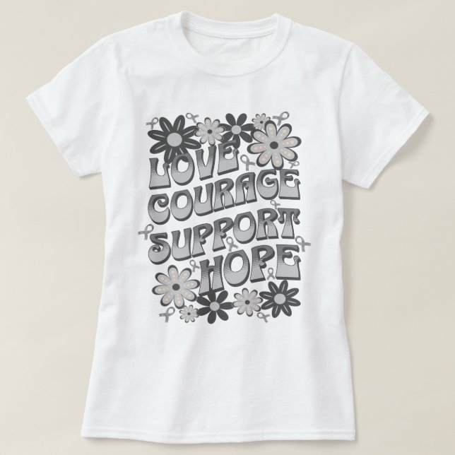 Liebe Course Support Hoffnung Hirntumor-Blume T-Shirt (Design vorne)