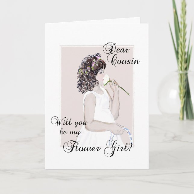 Liebe Cousin.. Werden Sie mein Blumenmädchen sein? Einladung (Vorderseite)
