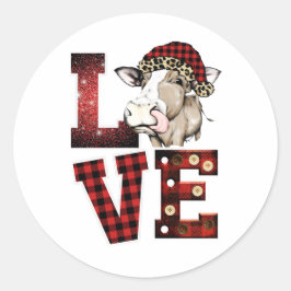 Liebe Cow Weihnachtsdesign Runder Aufkleber