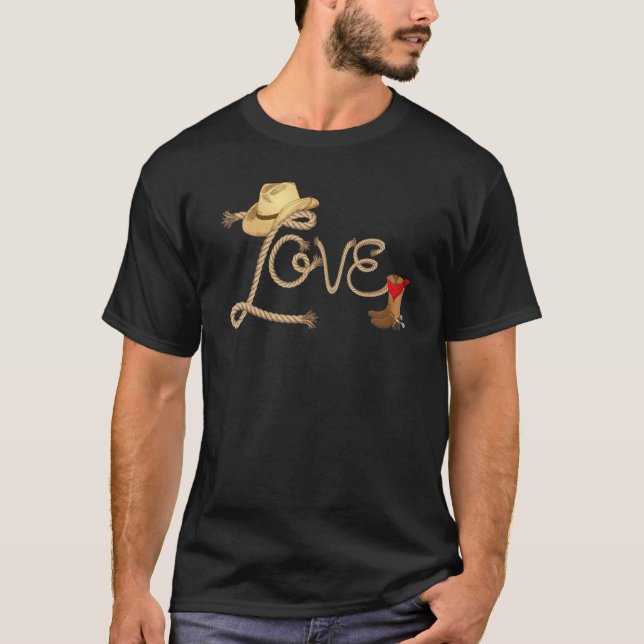 Liebe Cowboys Liebe Country Girls Fun Western Ranc T-Shirt (Vorderseite)