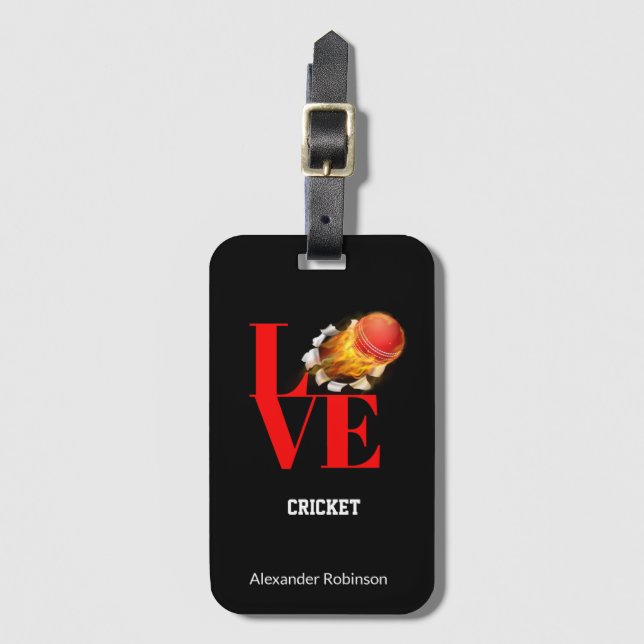 Liebe Cricket Personalisiert Sports    Gepäckanhänger (Vorderseite Vertikal)