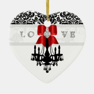 LIEBE Cristmas Kronleuchter Herz Bow Ornament rot