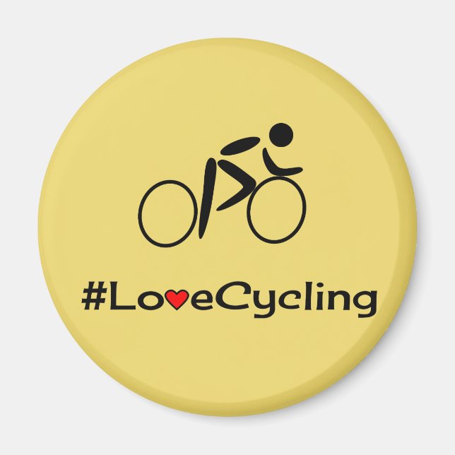 Liebe-Cycling-Beschriftung gelb Magnet (Vorne)