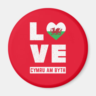 Liebe Cymru Am Byth Wales Flag Welsh Roots Vintag Magnet