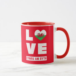 Liebe Cymru Am Byth Wales Flag Welsh Roots Vintag Tasse