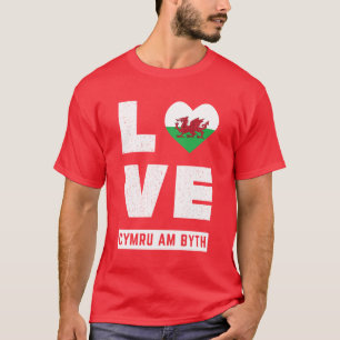 Liebe Cymru Am Byth Wales-Flagge Walisische Wurzel T-Shirt