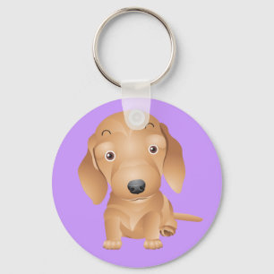 Liebe Dachshund-Welpen-Hund lila Schlüsselanhänger