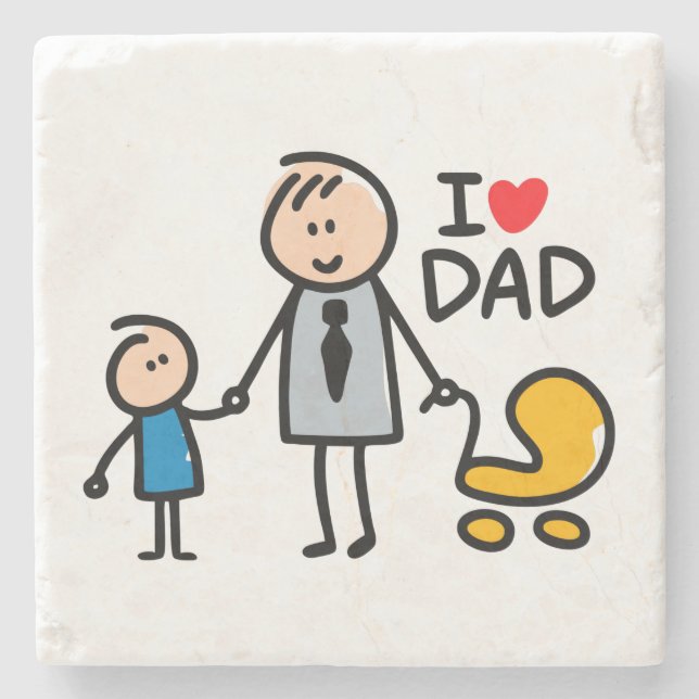 Liebe Daddy Print Steinuntersetzer (Vorderseite)