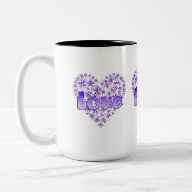 Liebe Daisy Heart Lila Zweifarbige Tasse (Links)