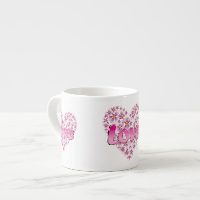 Liebe Daisy Heart Pink Espressotasse (Vorderseite Links)