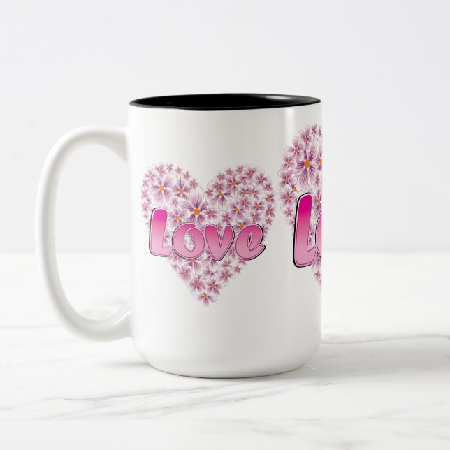 Liebe Daisy Heart Pink Zweifarbige Tasse (Links)