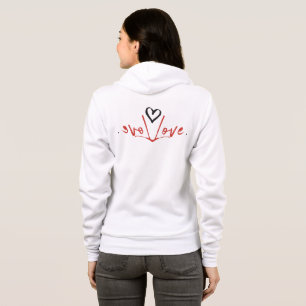 Liebe Damen Hoodies, Rot,Schwarz, Herz, Typografie Hoodie