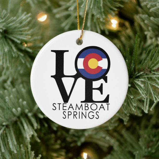 Liebe-Dampfschiff Springs Colorado Keramik Ornament (Baum)