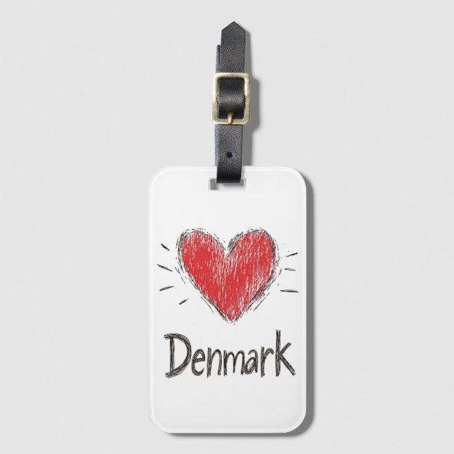 Liebe Dänemark Gepäckanhänger (Vorderseite Vertikal)