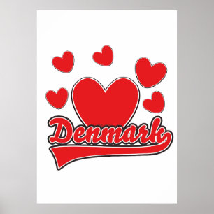 Liebe Dänemark Vintage-Style-Logo Poster