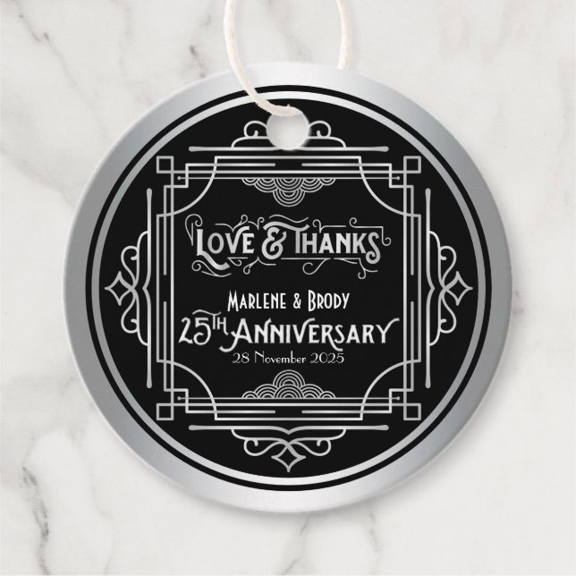 Liebe & Dank 25. Hochzeitstag Silber Geschenkanhänger (Vorderseite)