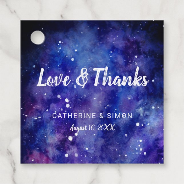 Liebe & Dank Aquarellgalaxie Sterne Sterne Geschenkanhänger (Vorderseite)