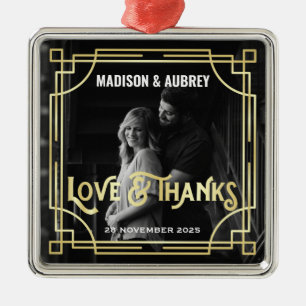 Liebe & Dank Art Deco Wedding Gold Ihr Foto hinzuf Ornament Aus Metall
