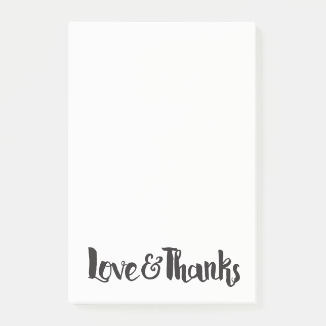 Liebe & Dank Black Modern Thick Schriftart Danke Post-it Klebezettel (Vorderseite)