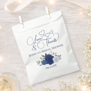 Liebe & Dank Blue Boho Rose Brautparty Geschenktütchen