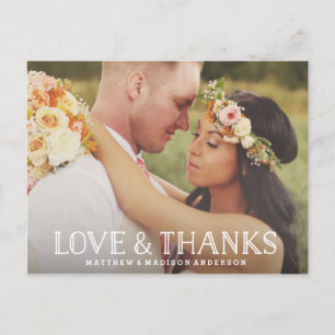 Liebe & Dank Boho Hochzeits-Dankeschön-Postkarte Postkarte