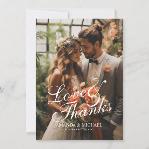'Liebe & Dank' Custom Foto Wedding Dankeskarte