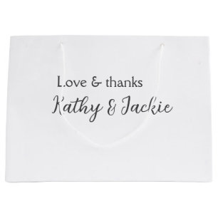 Liebe & Dank Ehepaar Name Hochzeit einfach minimal Große Geschenktüte