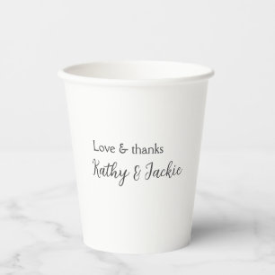 Liebe & Dank Ehepaar Name Hochzeit einfach minimal Pappbecher