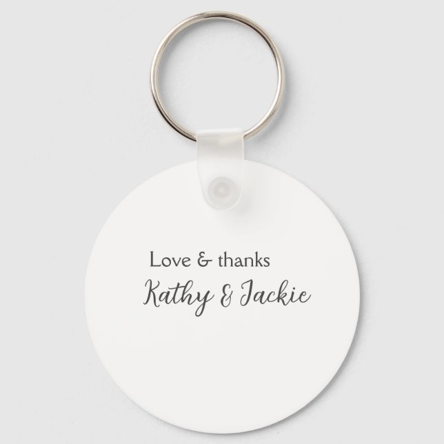 Liebe & Dank Ehepaar Name Hochzeit einfach minimal Schlüsselanhänger (Vorderseite)
