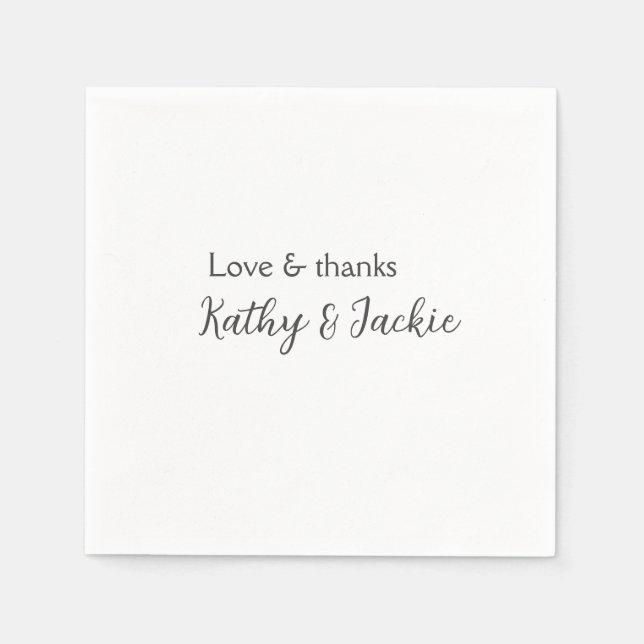 Liebe & Dank Ehepaar Name Hochzeit einfach minimal Serviette (Vorderseite)