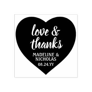 Liebe & Dank Einfache Herz Hochzeit Danke Gummistempel