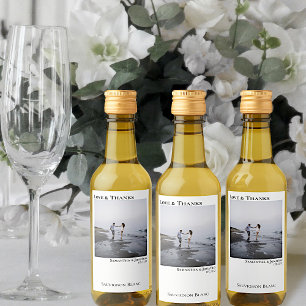 Liebe & Dank einfaches Minimalistisches Foto Weddi Weinetikett