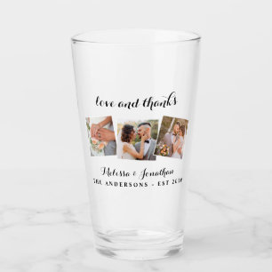 Liebe & Dank Elegant 3 Foto Braut Groom Wedding Glas