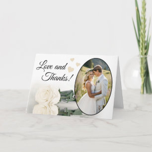 Liebe & Dank Elegant Ivory White Rose Hochzeit Dankeskarte