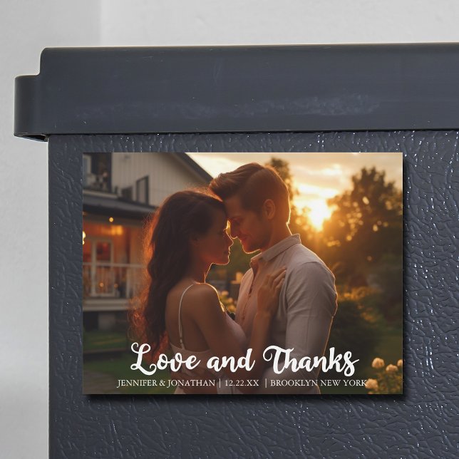 Liebe & Dank Elegant Wedding Foto Magnet Card (Von Creator hochgeladen)