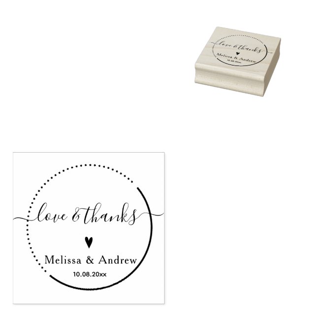 Liebe & Dank - Elegante Hochzeit Gummistempel (Stempel)