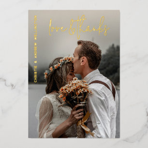 Liebe & Dank Elegante Hochzeits-Dankeskarten Folieneinladung