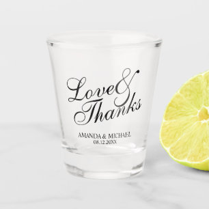 'Liebe & Dank' Elegante Script-Gastgeschenk Hochze Schnapsglas